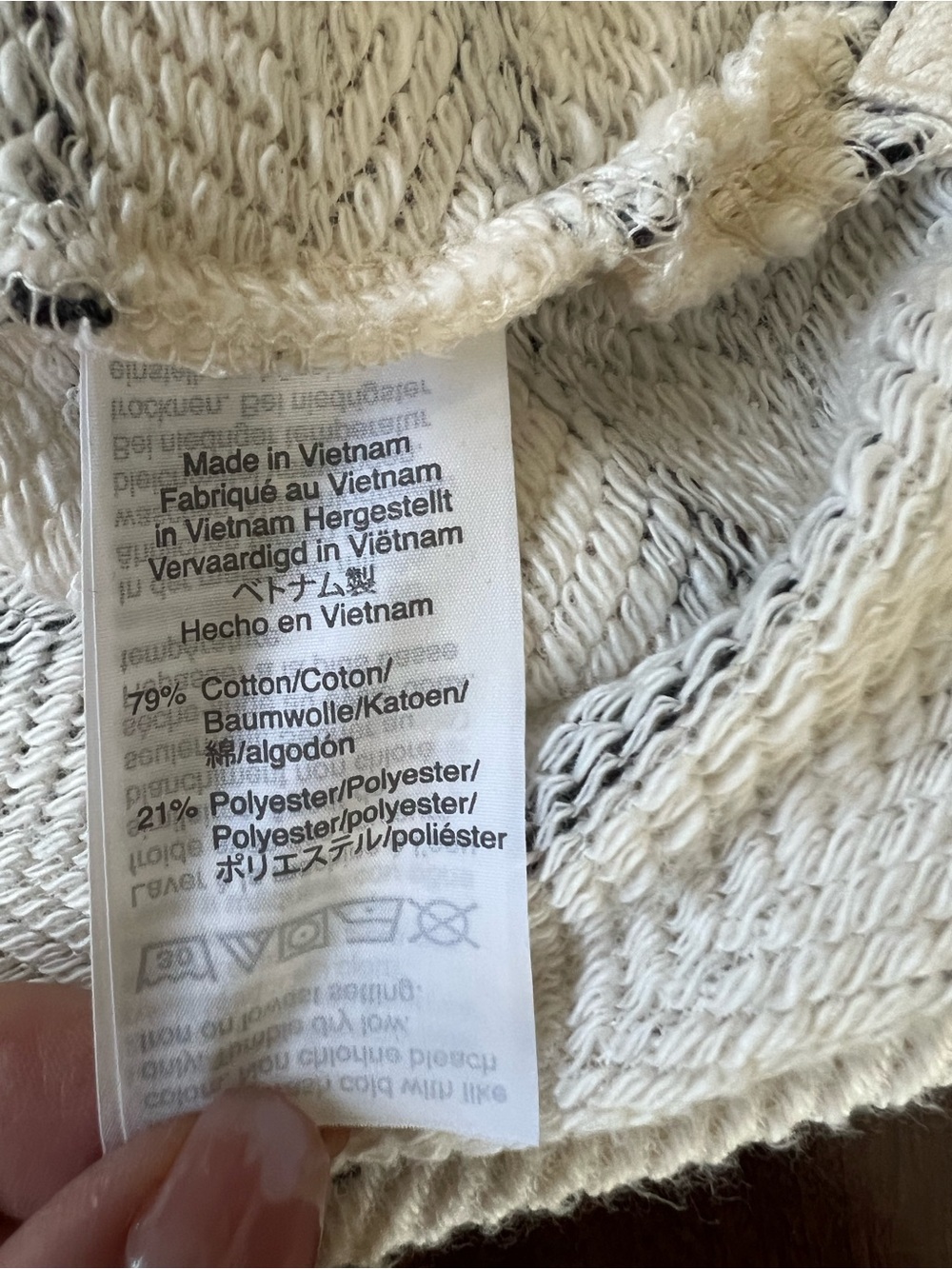J. Crew Cream Striped Hoodie Pullover - Picture 6 of 7
